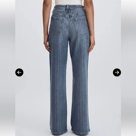 NWT Good American Good Ease Rhinestone Embellished Wide Leg - Picture 5 of 16